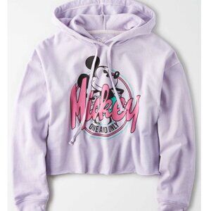 Disney Sweatshirt Soft Cropped Hoodie Light M Lavender Purple Vintage Top Pink